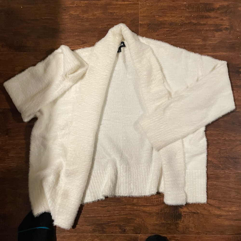 White fluffy cardigan